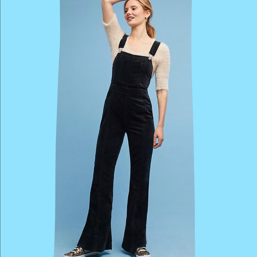 Pilcro velvet flare overalls